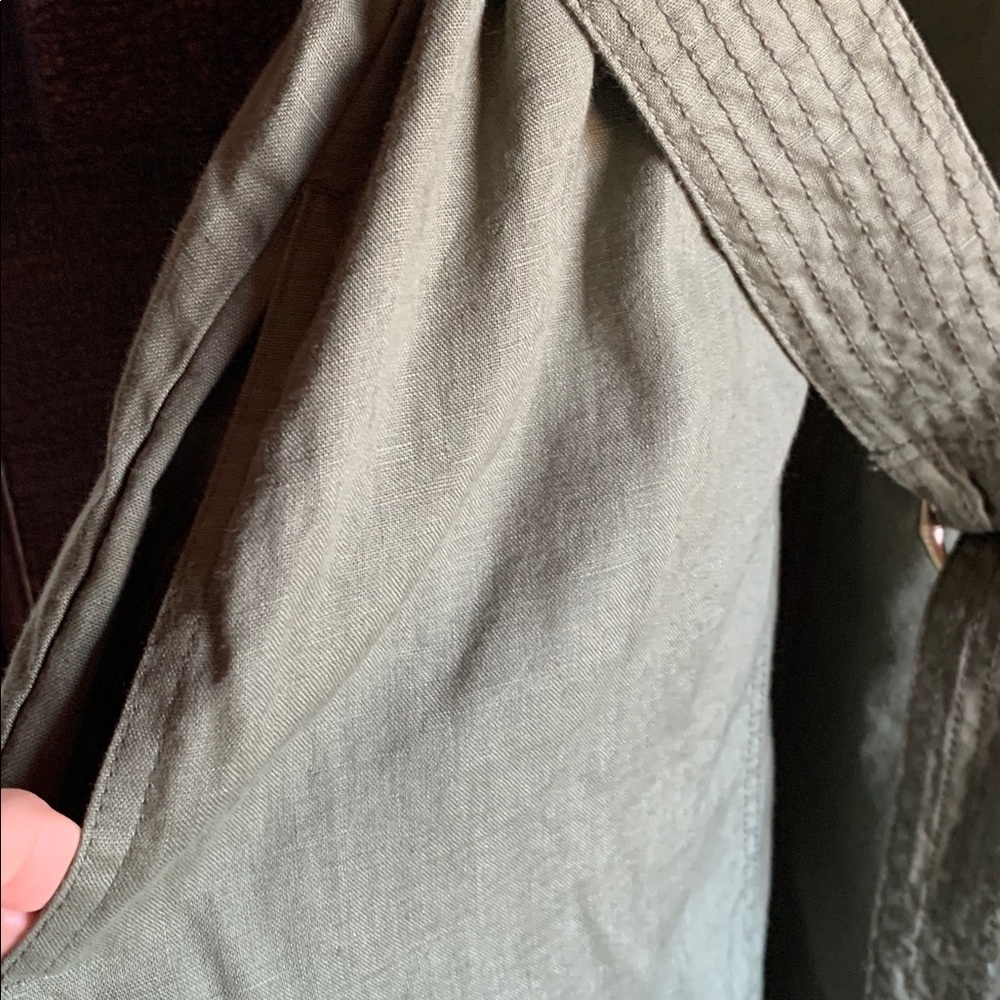 Tommy Bahama halter maxi dress linen pockets size large olive green flowy boho - Picture 13 of 16